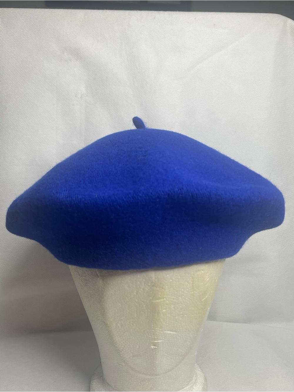 Vintage French Beret Basque Hat 100% Wool De Luxe Royal Blue OSFM Victorian Cap - Picture 3 of 11